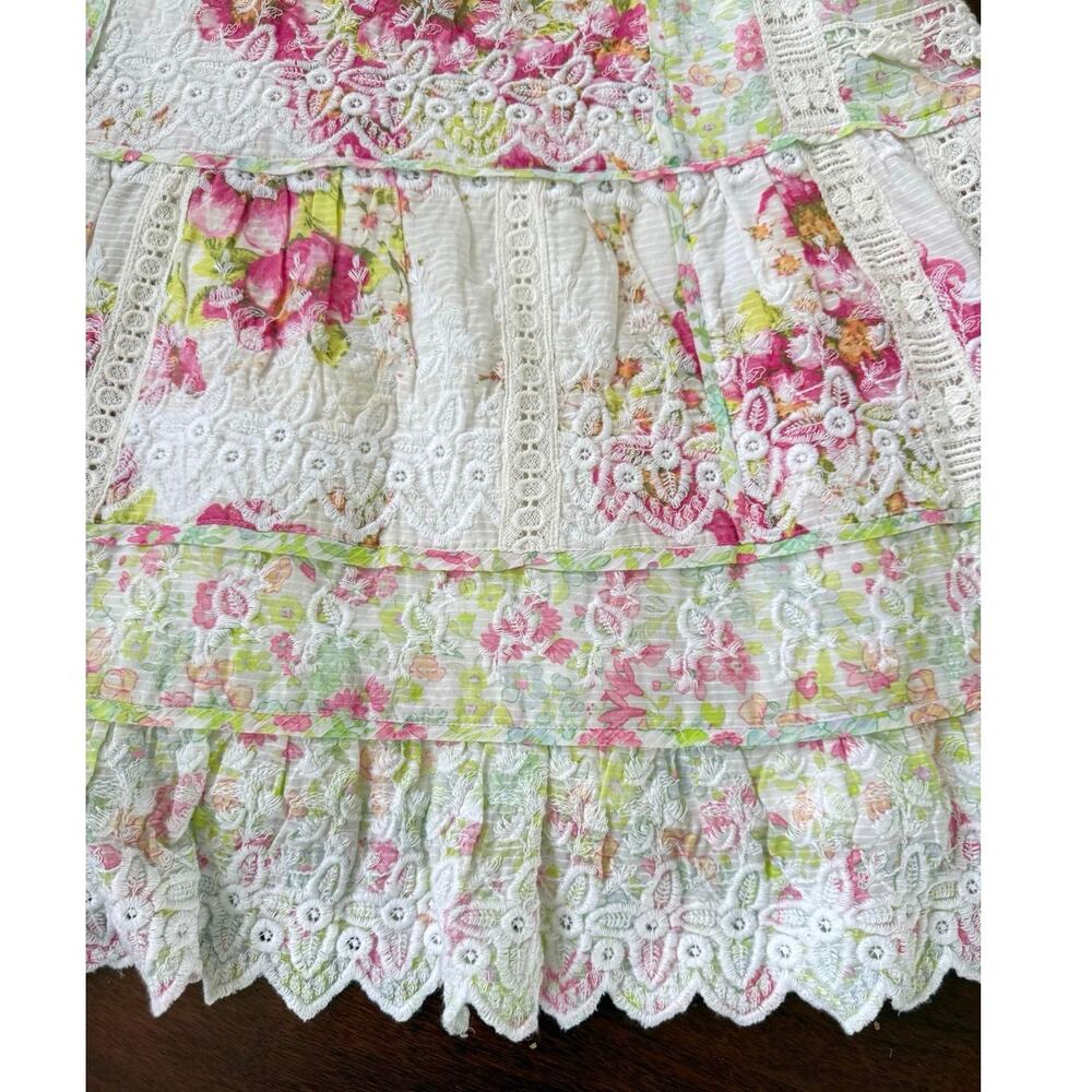 LoveShackFancy Faustine Floral Midi Dress size 4 Embroidered Pink *FLAWED* - Picture 7 of 16
